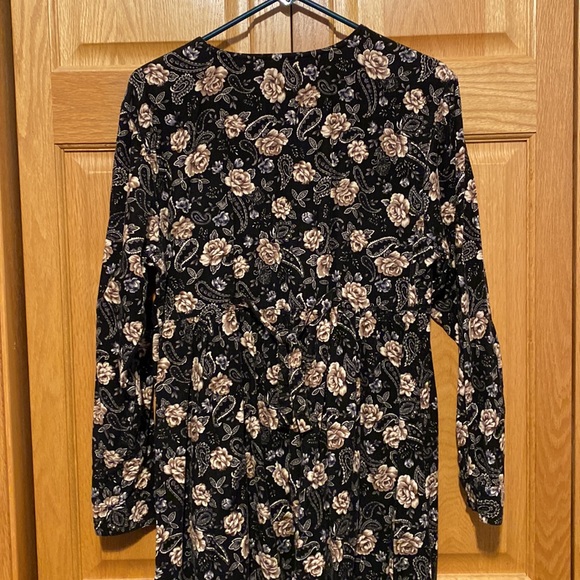 Vintage Erika & Co light corduroy babydoll floral full button front maxi dress - Picture 6 of 10